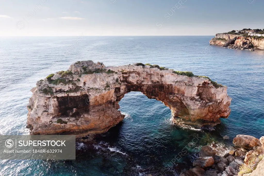 Es Pontas rock bridge, Cala Santanyi, Majorca, Balearic Islands, Spain, Europe