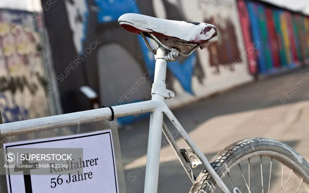 White bicycle as a memorial for cyclists who died in traffic accidents, Berlin, Germany, Europe