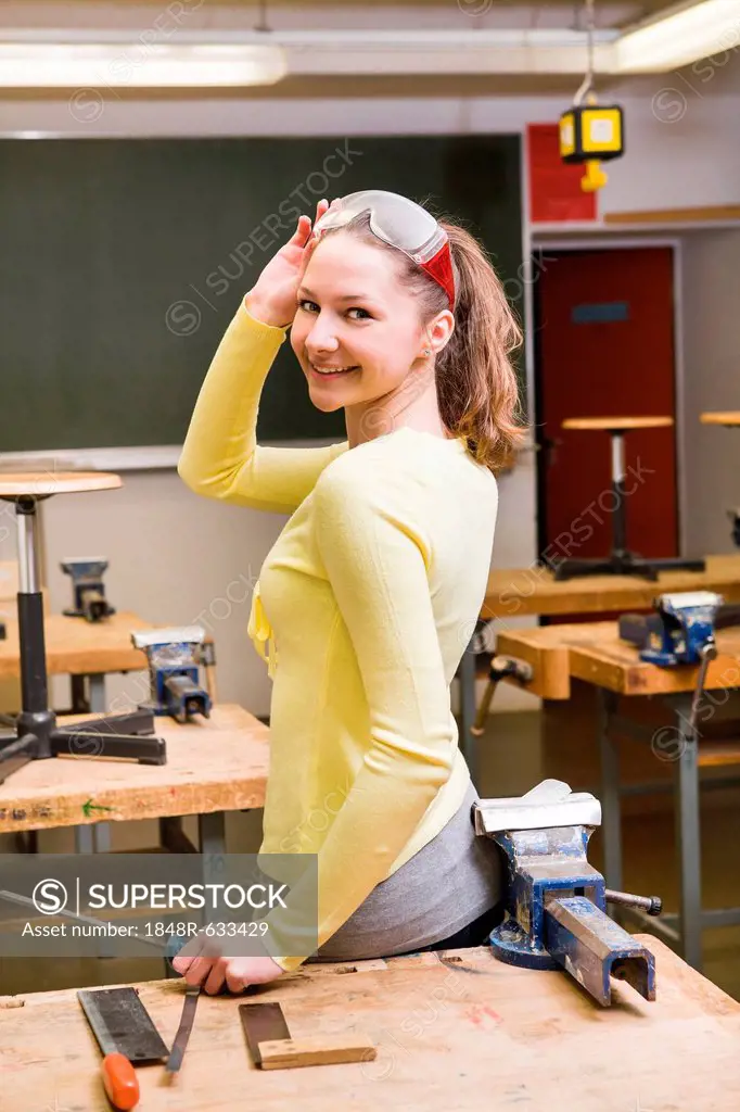 Teenage schoolgirl in the classroom