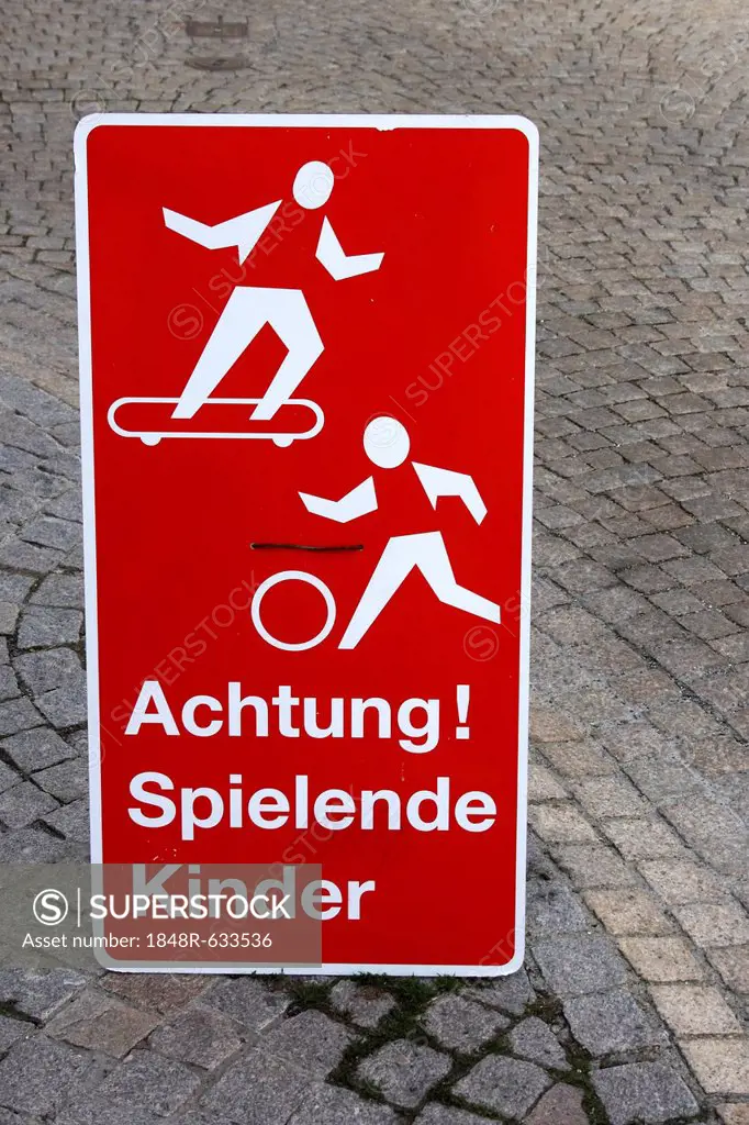 Sign, Achtung! Spielende Kinder, German for Beware! Children at play