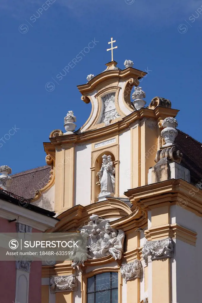 Carmelite Church or Prandtauerkirche church, St Poelten, Mostviertel, Must Quarter, Lower Austria, Austria, Europe, PublicGround