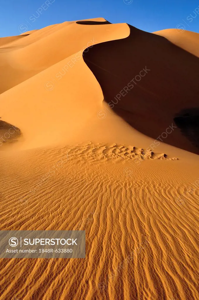 Sand dunes at Erg Mehedjibat, Immidir, Algeria, Sahara, North Africa