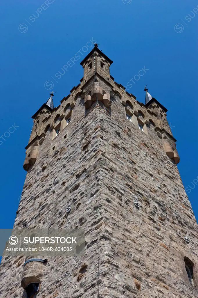 The Blue Tower, western keep of the former Staufen Imperial Palace, historic town centre of Bad Wimpfen, Neckartal, Baden-Wuerttemberg, Germany, Europ...