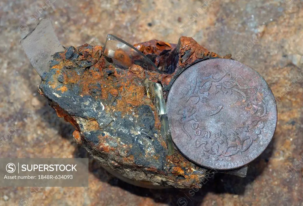 Turkish coin, found at a wreck of a sailing vessel, 19th century, island of Zmeiny, Black Sea, Ukraine, Eastern Europe