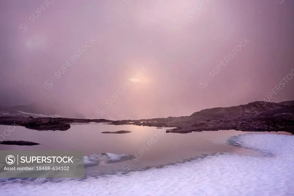 The melting glacier near Rago peak, Rago National Park, Nordland county, Norway, Scandinavia, Europe