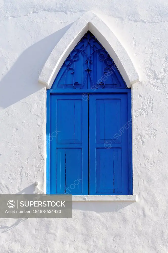 Window with blue shutters in Puerto Naos, La Palma, Canary Islands, Spain, Europe, PublicGround