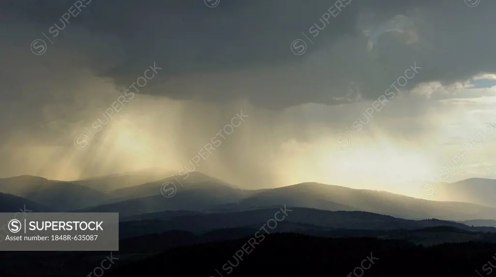 Approaching rain, Hutwisch viewpoint, Lower Austria, Austria, Europe