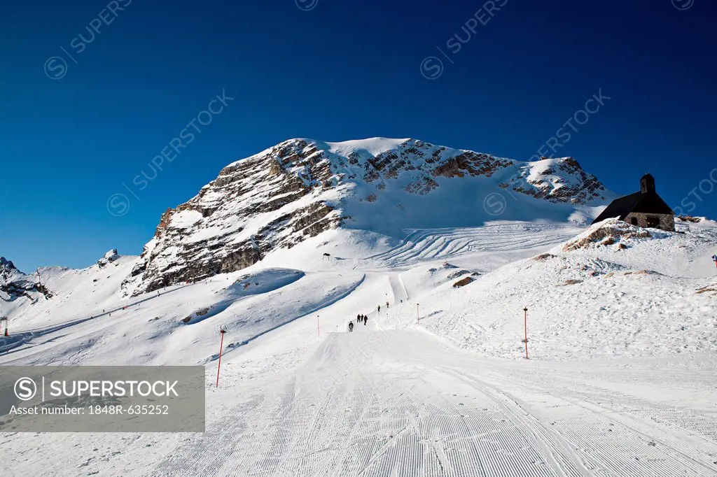 Zugspitze ski area in the Alps, Bavaria, Germany, Europe