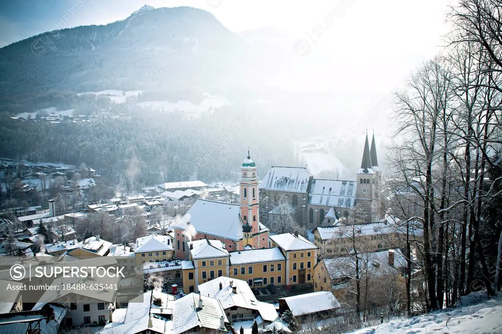 Berchtesgaden and Berchtesgadener Land in winter, Alps, Bavaria, Germany, Europe