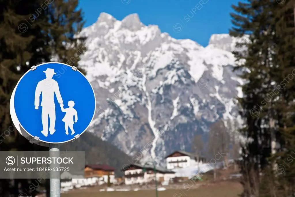 Traffic signs in the mountains, Werfen, Austria, Europe