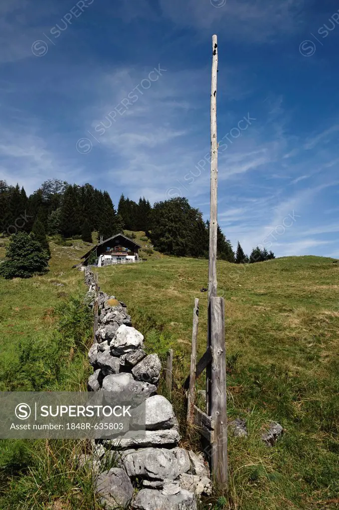 Bubenau alpine hut on Kranzhorn mountain, Chiemgau Alps, Upper Bavaria, Germany, Europe