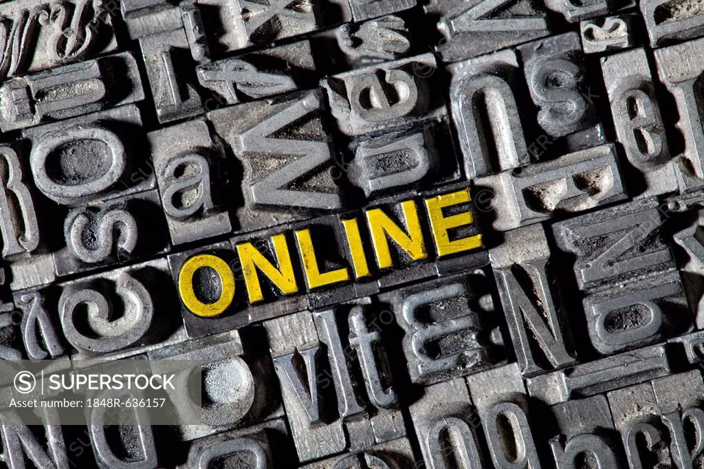 Old lead letters forming the word Online