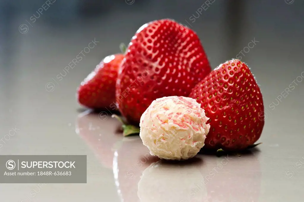 Strawberry truffle and strawberries