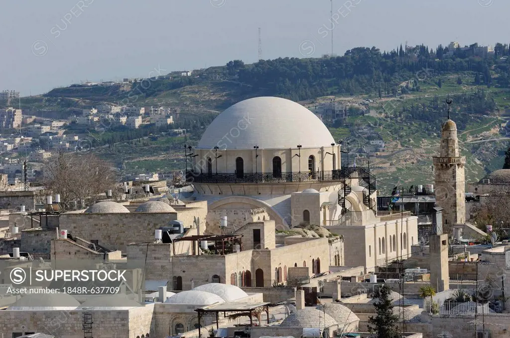 Oblique aerial photograph of the Sephardic Synagogues, Jewish Quarter, Old City of Jerusalem, Israel, Middle East