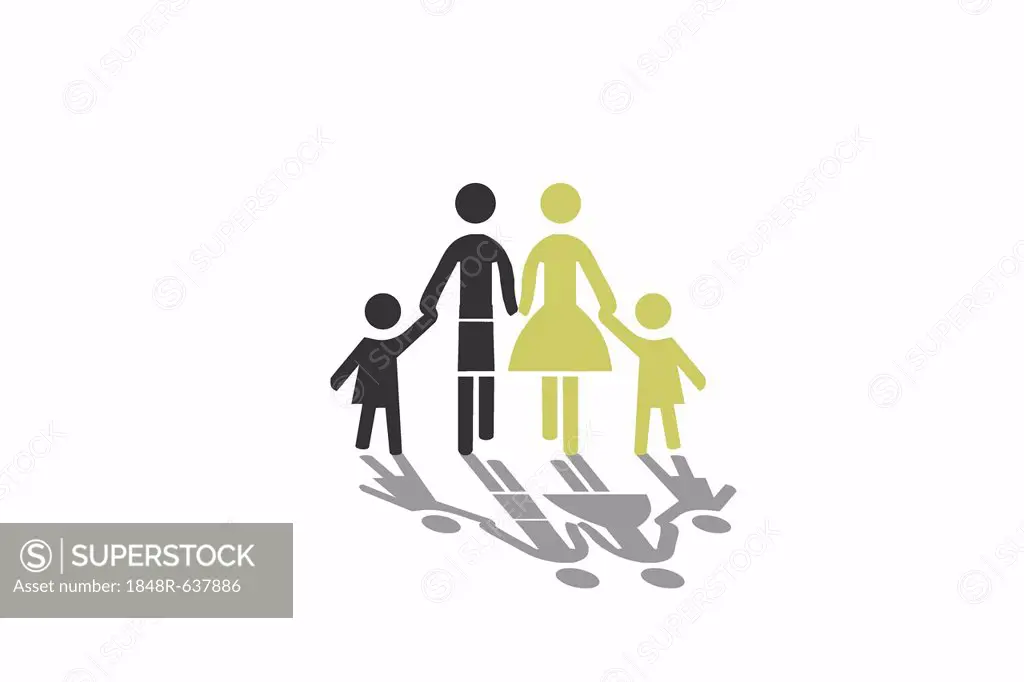 Family, blended family, mixed marriage, symbolic image, illustration