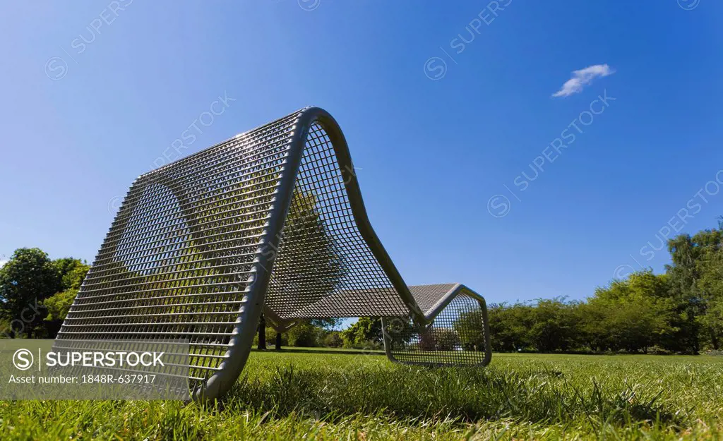 Metal lounge chair in a meadow