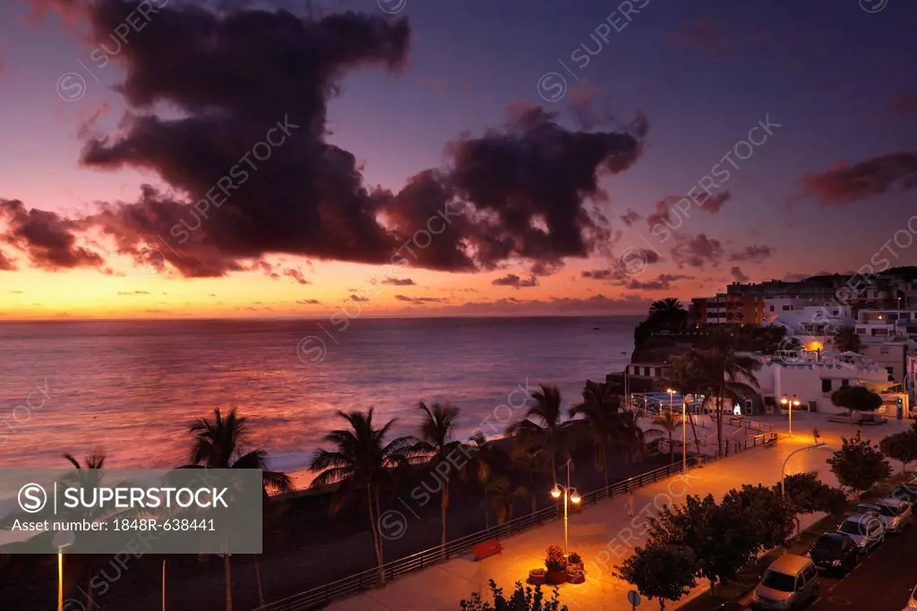Puerto Naos at dusk, La Palma, Canary Islands, Spain, Europe