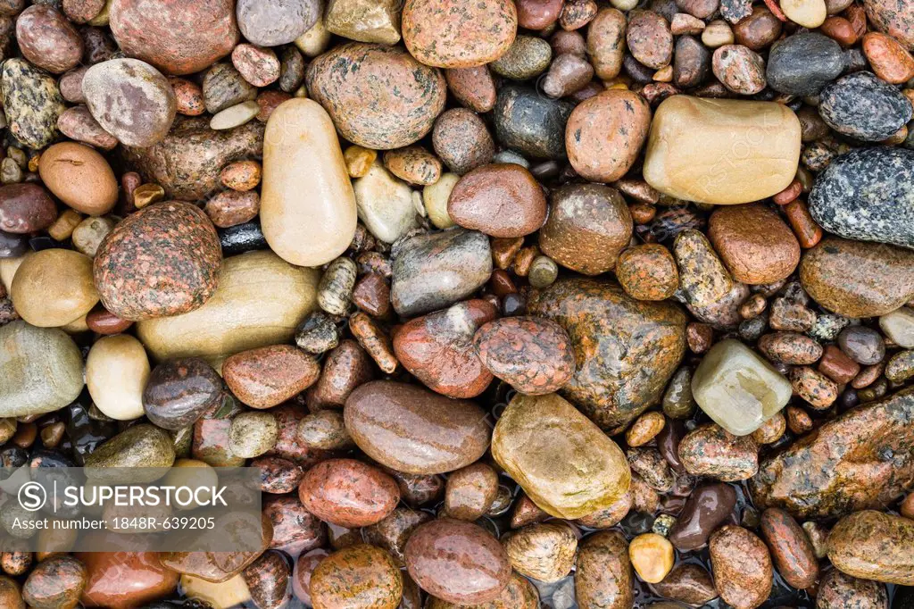 Stones on the beach of Bornholm, Baltic Sea, Denmark, Europe