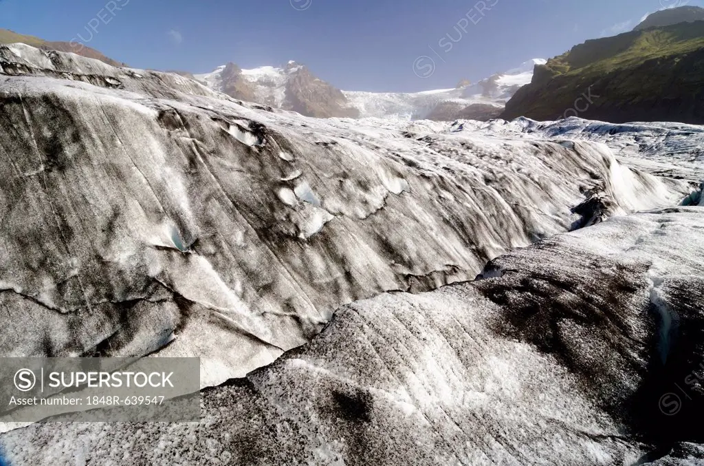 Svinafellsjoekull glacier tongue, Skaftafell National Park, Austurland, eastern Iceland, Iceland, Europe