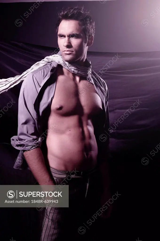 21-year-old male model, open shirt