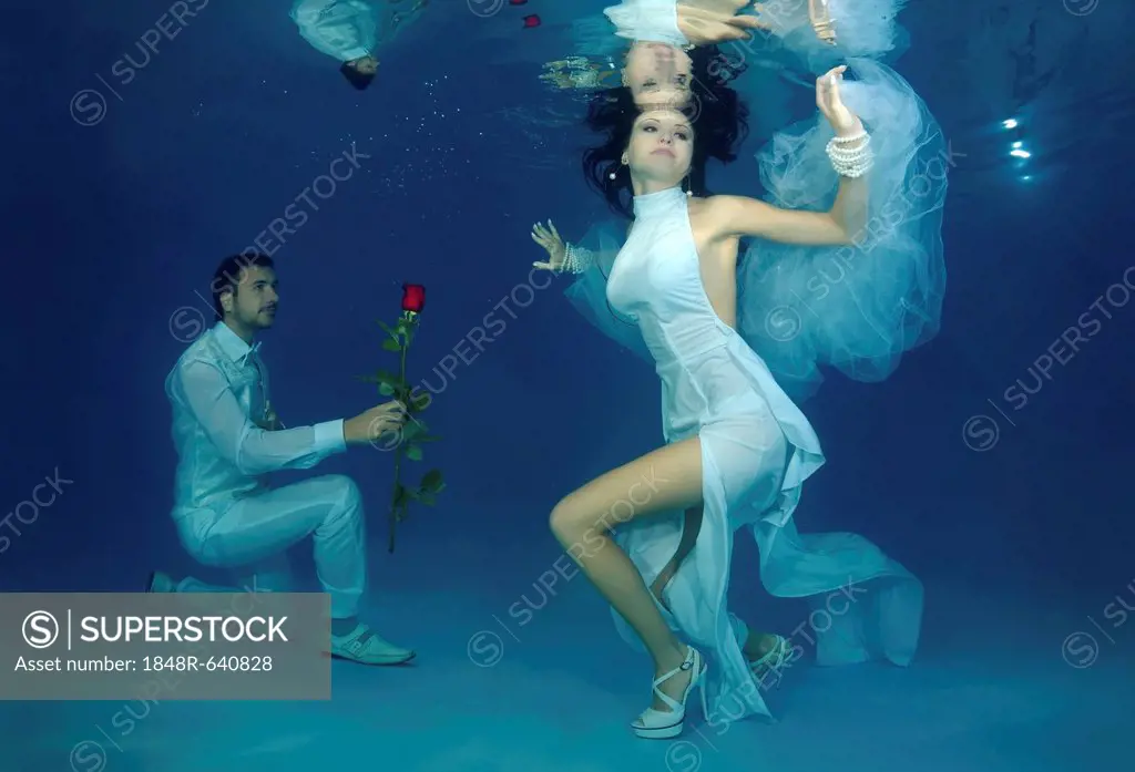 Underwater wedding in pool, Odessa, Ukraine, Eastern Europe