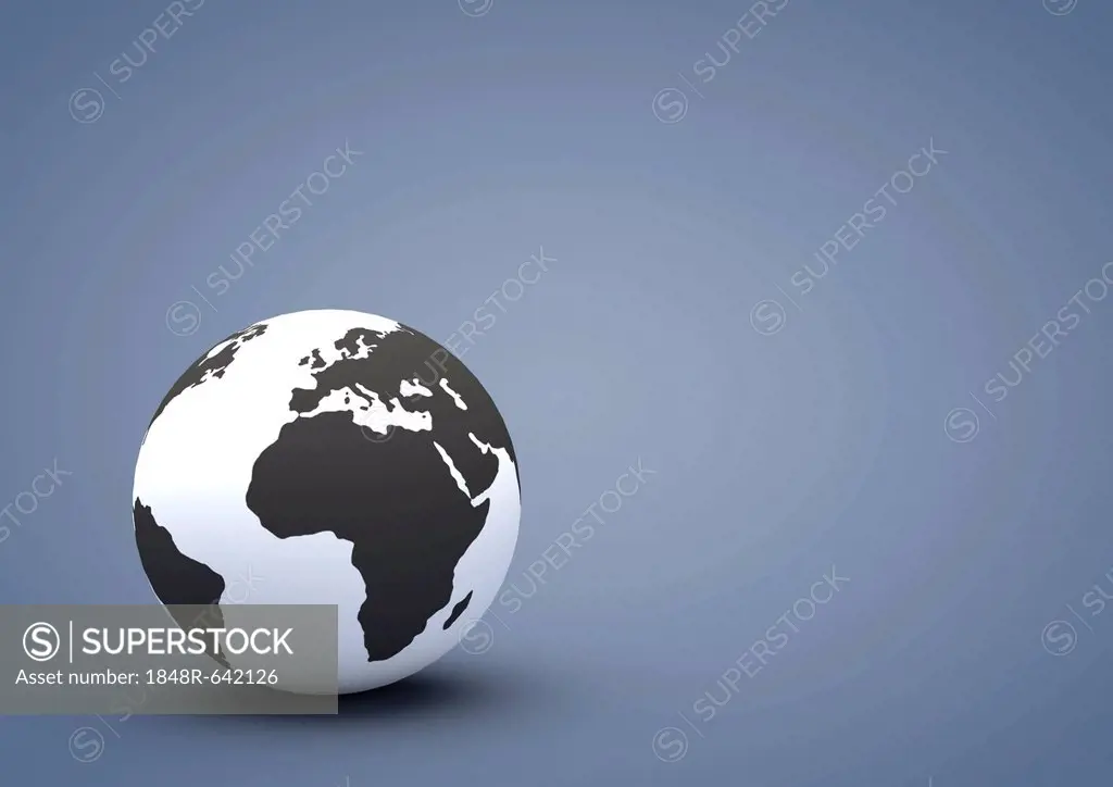 Globe showing Africa and Europe, 3D illustration