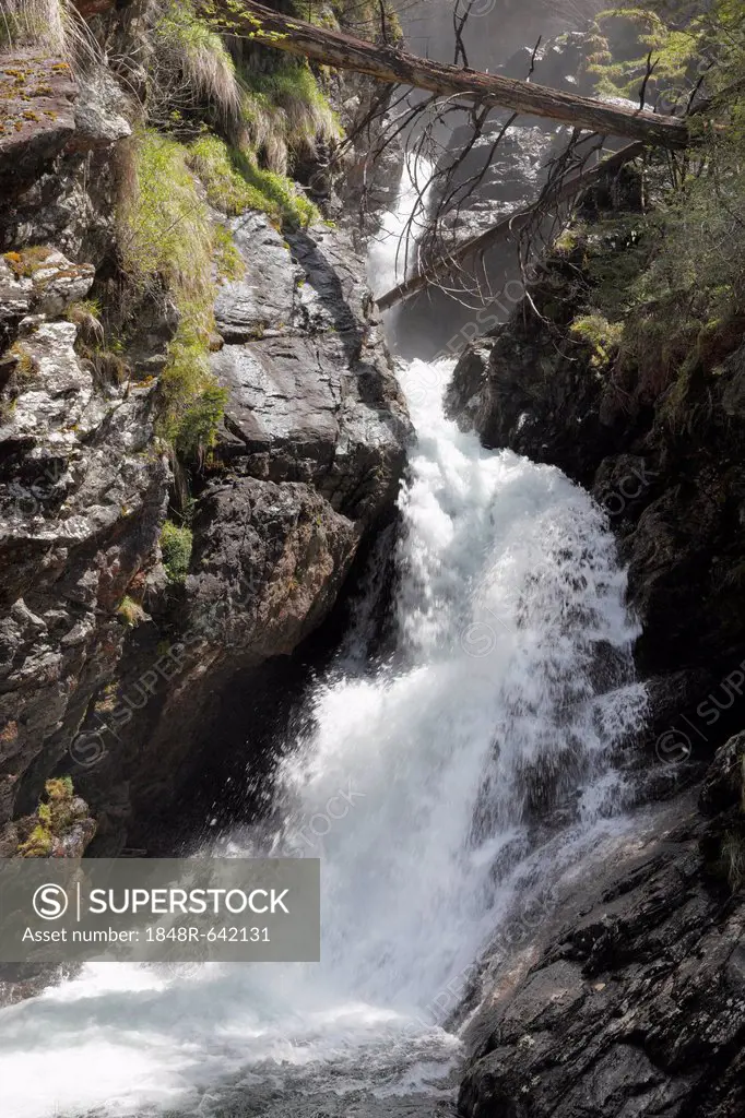 Small waterfall of the Riesach creek, Riesach falls, Soelktaeler Nature Park, Schladming Tauern mountains, Upper Styria, Styria, Austria, Europe