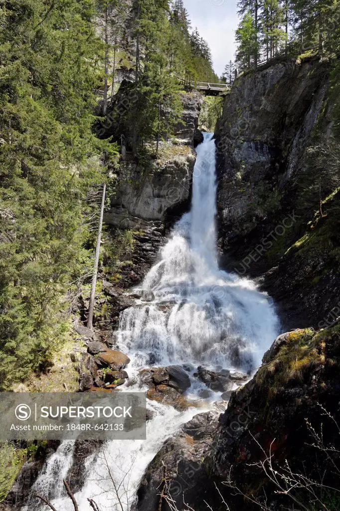 Large waterfall of the Riesach creek, Riesach falls, Soelktaeler Nature Park, Schladming Tauern mountains, Upper Styria, Styria, Austria, Europe
