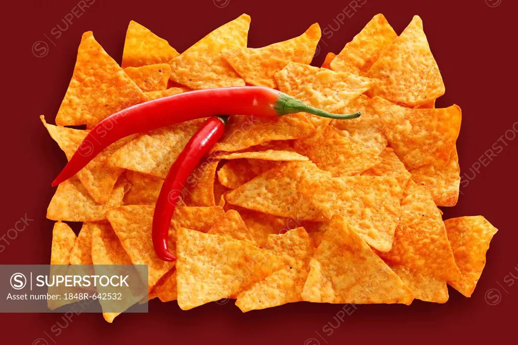 Tortilla chips with two chili peppers
