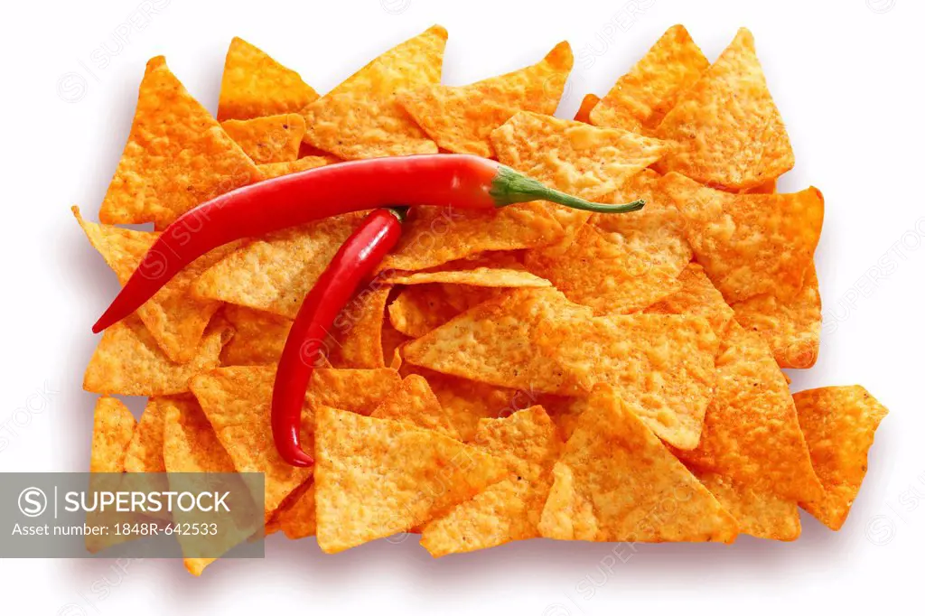 Tortilla chips with two chili peppers