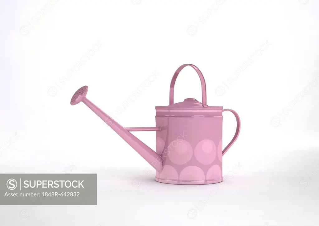Pink watering can, illustration, 3D visualisation
