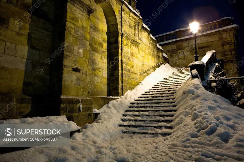 Coburg by night, in winter, Bavaria, Germany, Europe