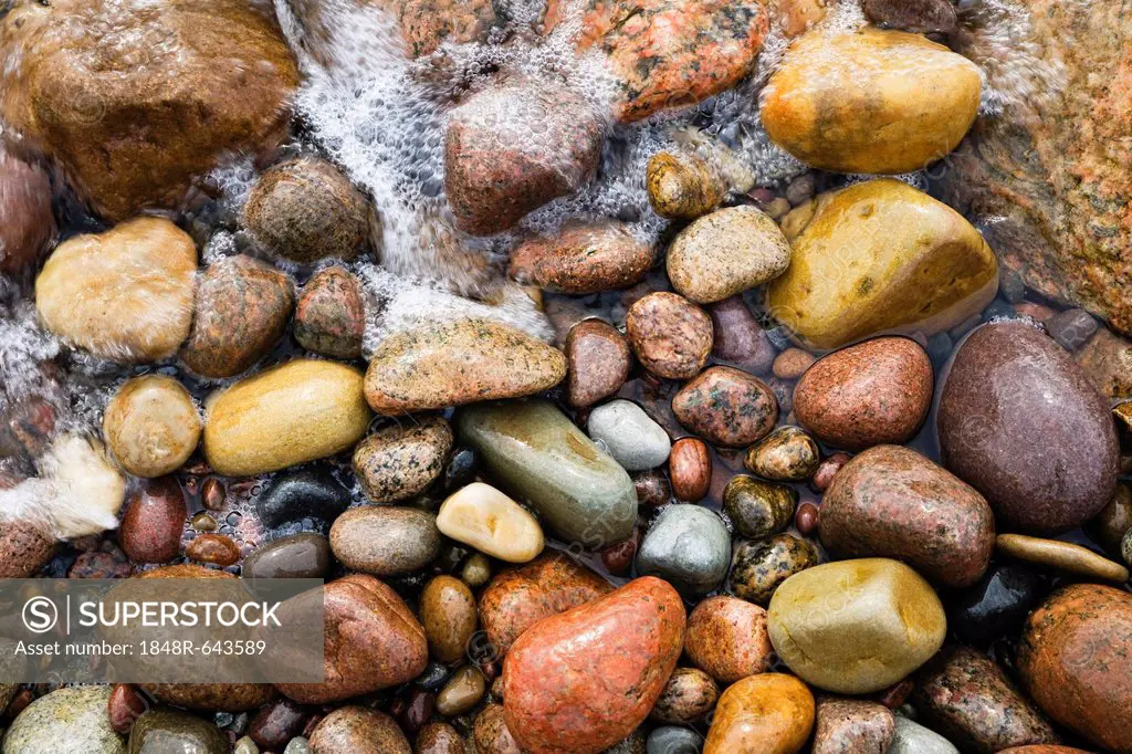 Stones on the beach of Bornholm, Baltic Sea, Denmark, Europe