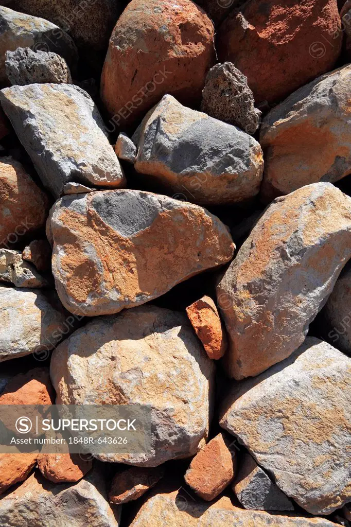 Typical dry stone wall, volcanic island of La Palma, La Isla Verde, La Isla Bonita, Canary Islands or Islas Canarias, Spain, Europe
