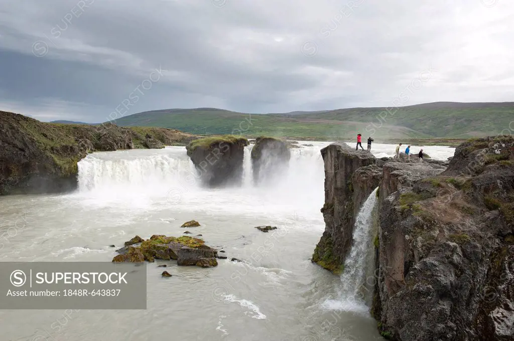 Goðafoss or Godafoss waterfall, waters of the Skjálfandafljót river, Iceland, Scandinavia, Northern Europe, Europe