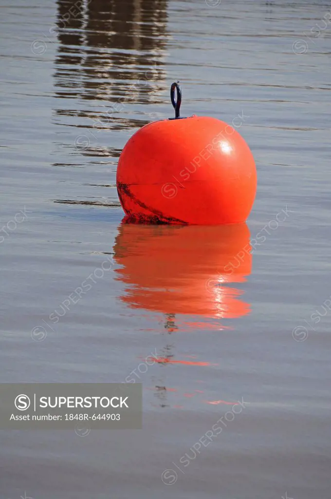 Red buoy, Brunsbuettel, Kiel Canal, Schleswig-Holstein, Germany, Europe
