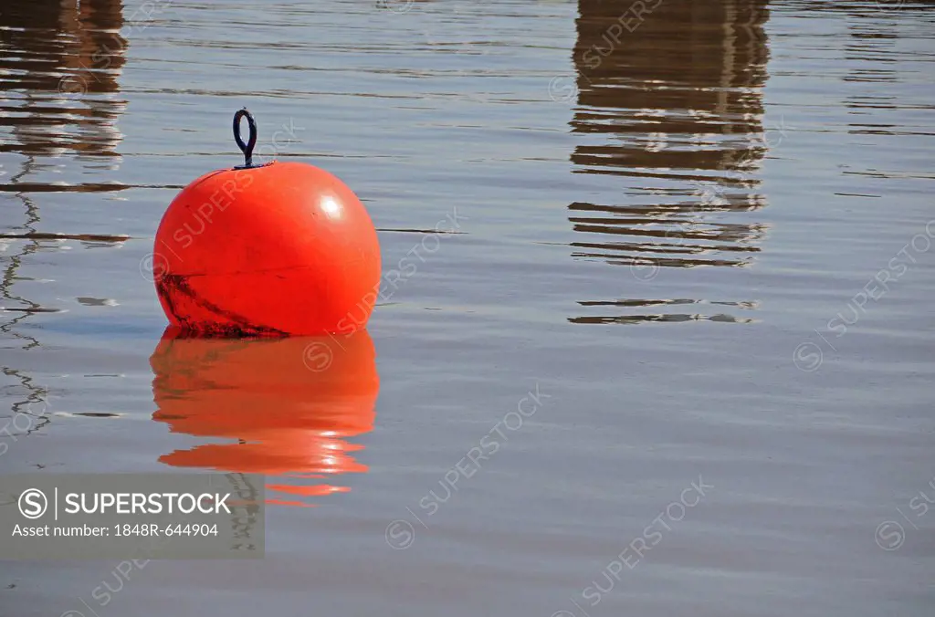 Red buoy, Brunsbuettel, Kiel Canal, Schleswig-Holstein, Germany, Europe