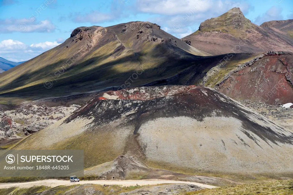 Stútur volcanic crater, Norðurnámshraun lava field, Landmannalaugar, Fjallabak Nature Reserve, Highlands, Iceland, Europe