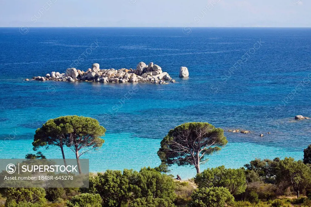 Palombaggia beach near Porto Vecchio, Corsica, France, Europe