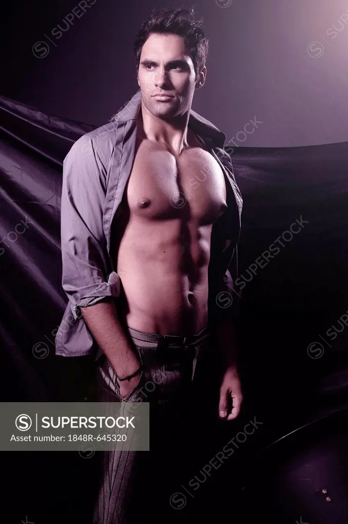 21-year-old male model, open shirt
