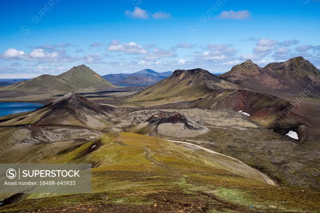 Stútur volcanic crater, Norðurnámshraun lava field, Landmannalaugar, Fjallabak Nature Reserve, Highlands, Iceland, Europe