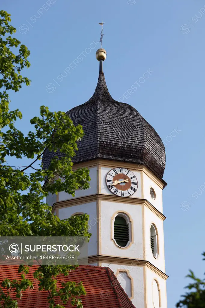 Church of St. Johannes der Taeufer or John the Baptist, Holzhausen am Starnberger See, Muensing community, Upper Bavaria, Bavaria, Germany, Europe