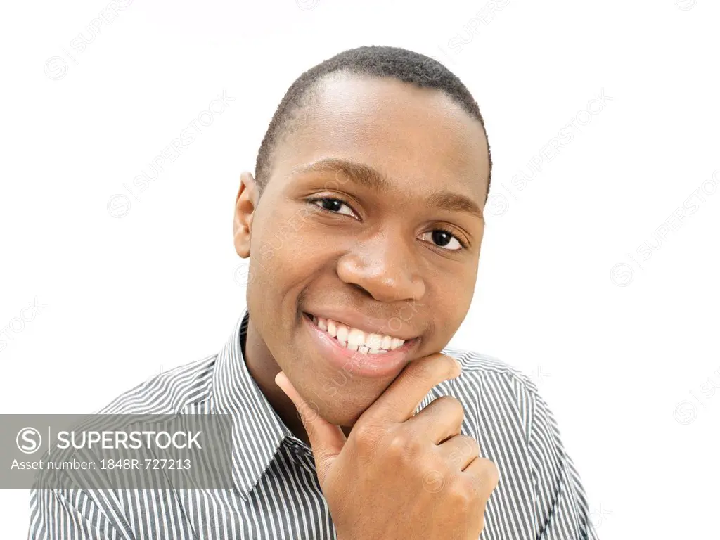 Young man, African-American, American, smiling, happy