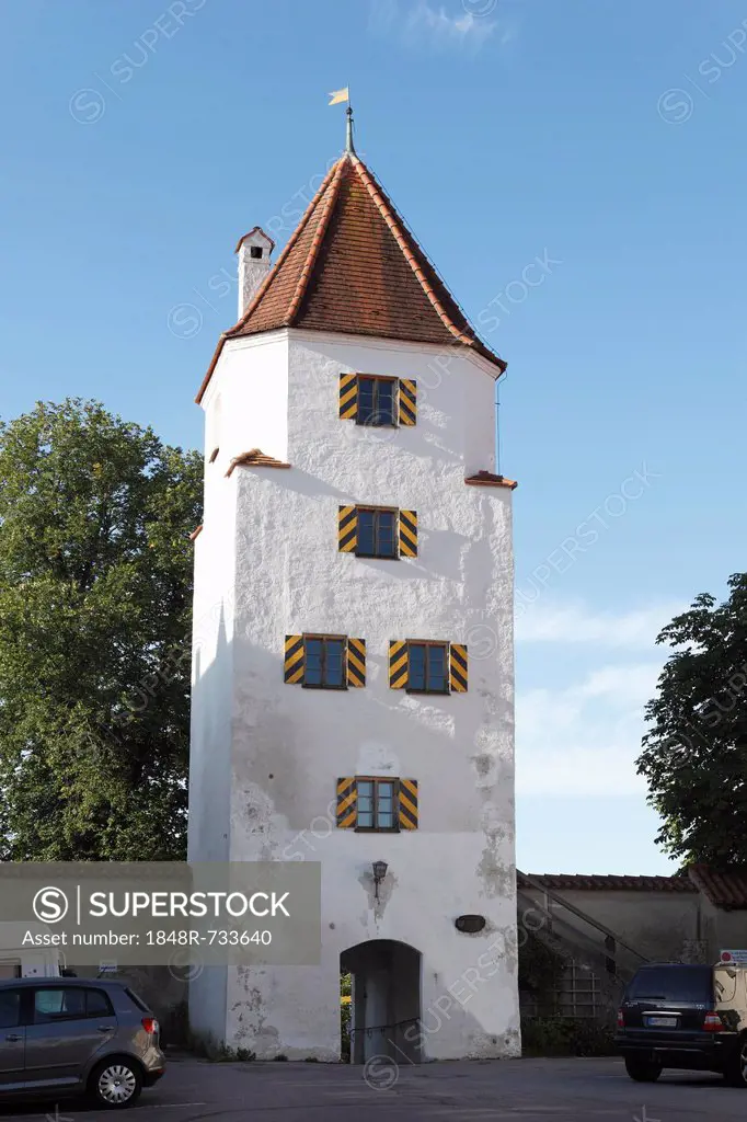 Polizeidienerturm tower, Schongau, Pfaffenwinkel, Upper Bavaria, Bavaria, Germany, Europe, PublicGround
