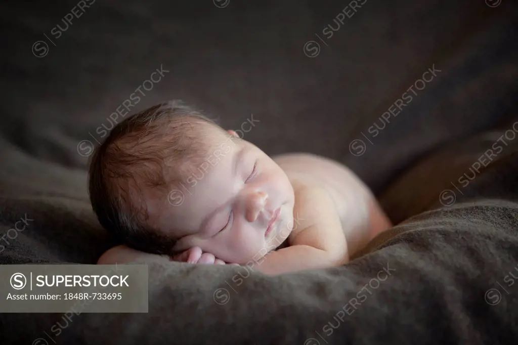 Newborn baby, five days, asleep
