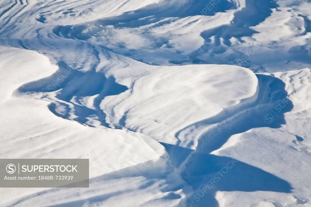 Snow drift, waves, wavy, Vorarlberg, Austria, Europe