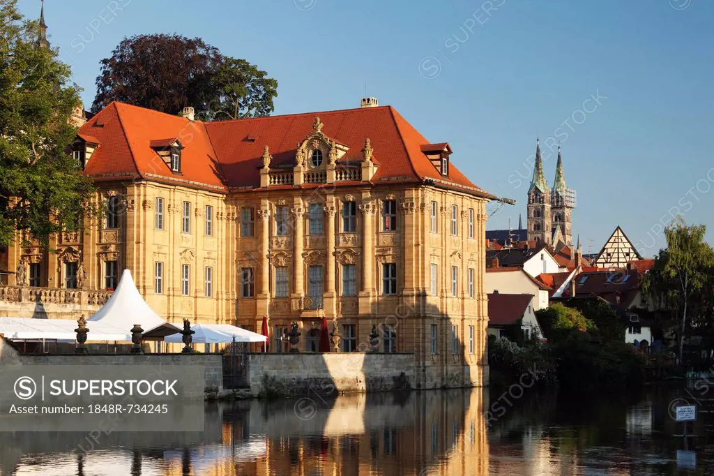 Villa Concordia, Bamberg Cathedral, Regnitz, Bamberg, Upper Franconia, Franconia, Bavaria, Germany, Europe, PublicGround
