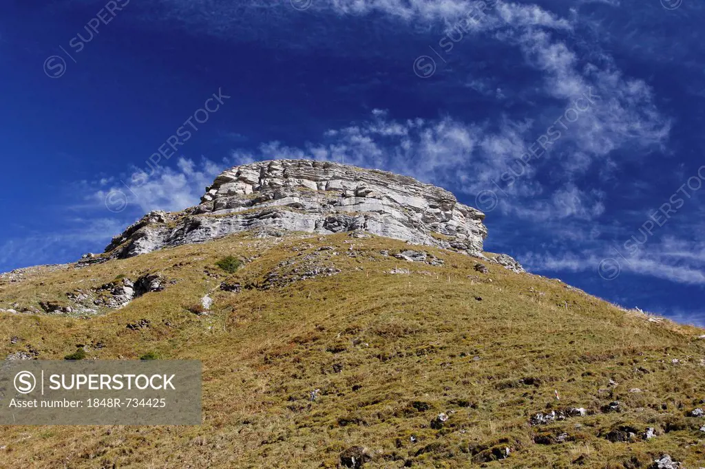 Geological rise of the Gamser Rugg Mountain, geological nature trail, Toggenburg, Canton of St. Gallen, Switzerland, Europe, PublicGround