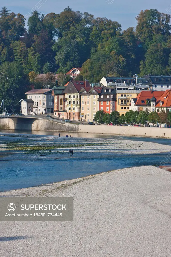 Gravel banks of the Isar River in Bad Toelz, Upper Bavaria, Bavaria, Germany, Europe, PublicGround