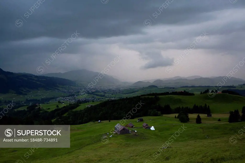 Rain front in the Appenzell region of the Swiss Alps, Switzerland, Europe, PublicGround